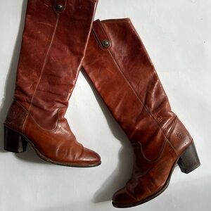 Brown Leather Knee-High Boots